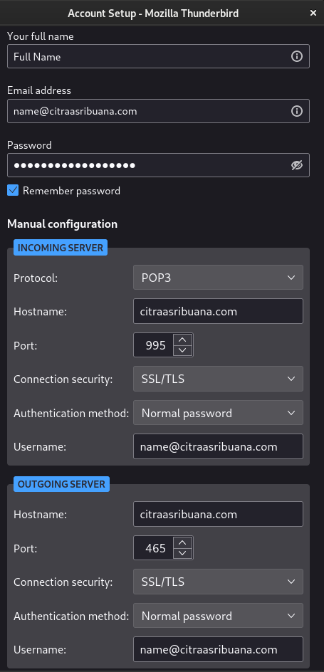 thunderbird account setup
